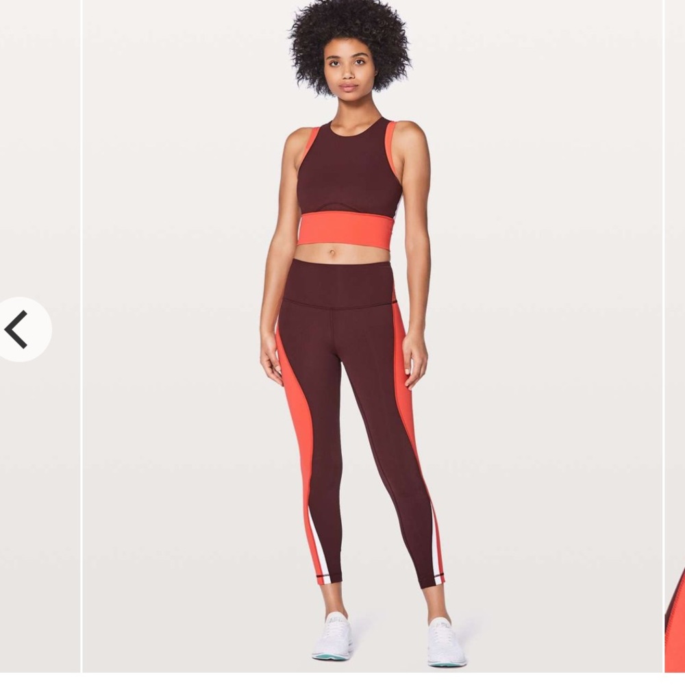 lululemon athletica Burgundy and Coral Colorblock Leggings